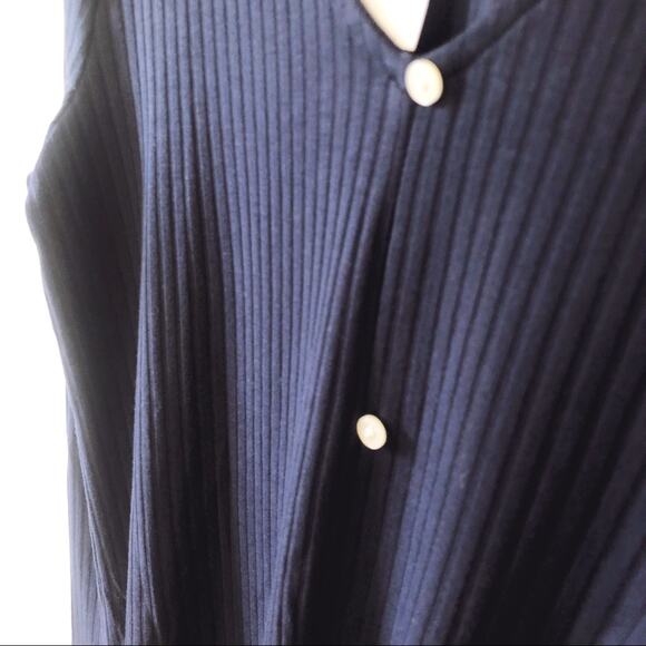 LOFT Blue Button Tie Hem Long Sleeve Shirt - Picture 10 of 12